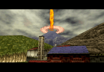 Death Mountain with fire spewing out
