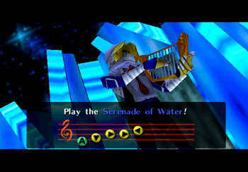 Sheik teaching Link the Serenade of Water in the Ice Cavern