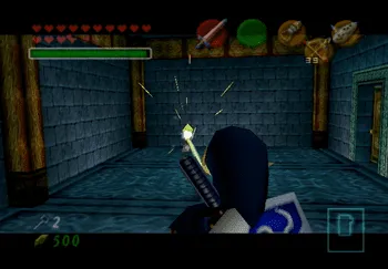 Hitting the crystal switch with the Fairy Bow to raise the water pillar