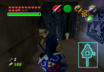 Standing next to the Triforce on the highest level of the Water Temple