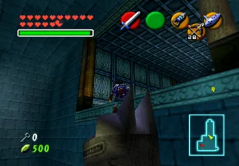 Using the dragon statue to lift up to the next platform