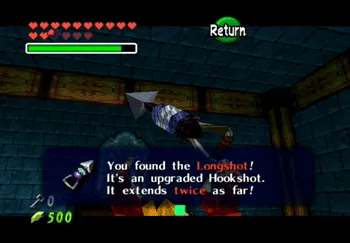 Picking up the Longshot from the treasure chest