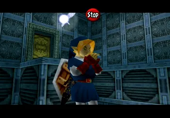 Playing the Ocarina of Time in front of the Triforce
