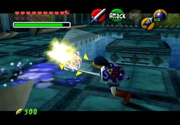 Link using the Biggoron’s Sword on the Nucleus of Morpha