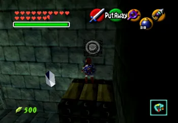 Using the target to Longshot up to one of the Silver Rupees