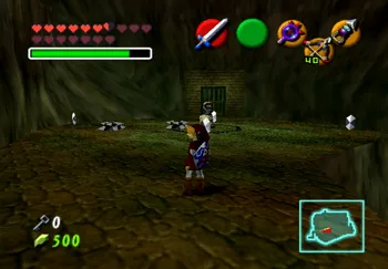 Standing in front of the spikes and the Silver Rupees