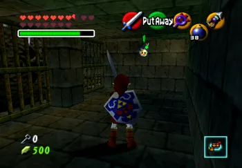 Picking up the Gold Skulltula token in the prison cell