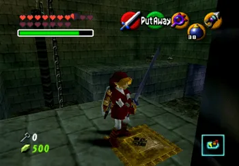 Link standing on a switch in the Shadow Temple
