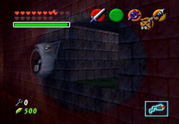 The hidden passageway that Link can reach with the Hover Boots