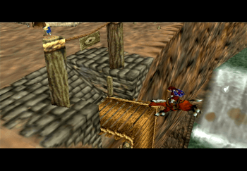 Using Epona to jump the gorge and reach the Gerudo’s Fortress
