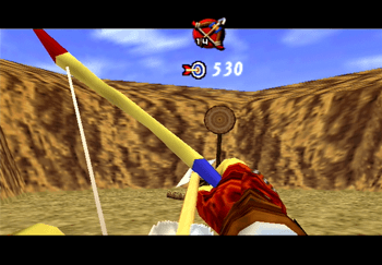 Screenshot of the horseback archery mini-game