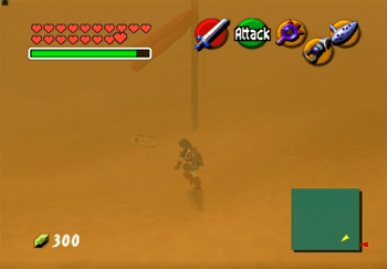 Link entering the sandy hard to see area in the Haunted Wasteland