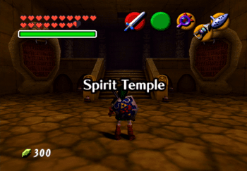 Adult Link entering the Spirit Temple title screen
