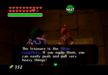 Link speaking with Nabooru about the Silver Guantlets