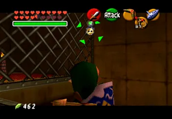 Targeting a Gold Skulltula on the fence with the Boomerang
