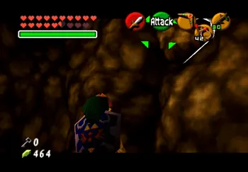 Aiming for a lose boulder on the rock wall the Spirit Temple