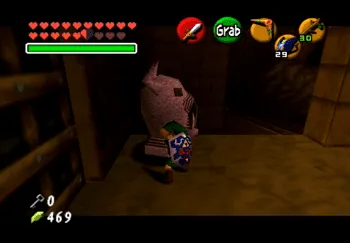 Pushing a statue off the ledge in the Spirit Temple