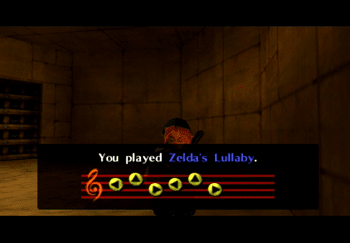 Link playing Zelda’s Lullaby in the Spirit Temple