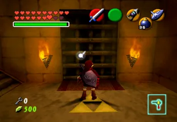 Playing Zelda’s Lullaby on the Triforce to open the door