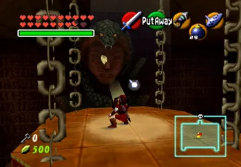 Using the Mirror Shield to burn away the face of the large deity statue in the Spirit Temple