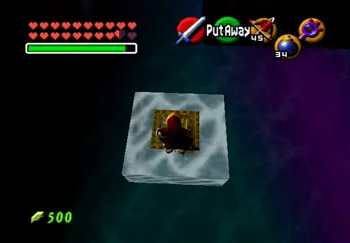 Link standing on the switch in the Shadow Trial room