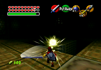 Slashing a light orb back at Ganondorf