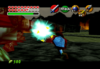 Link attacking Ganon’s tail