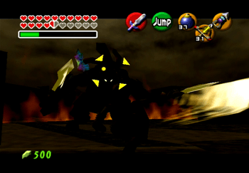 Link attacking Ganon